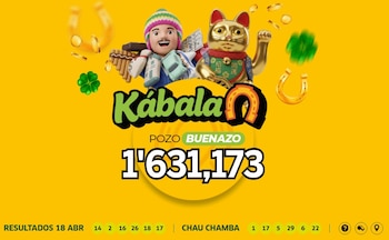 Números ganadores de la Kábala del 18/04/2026: consulta la jugada completa. Captura: La Tinka Web.
