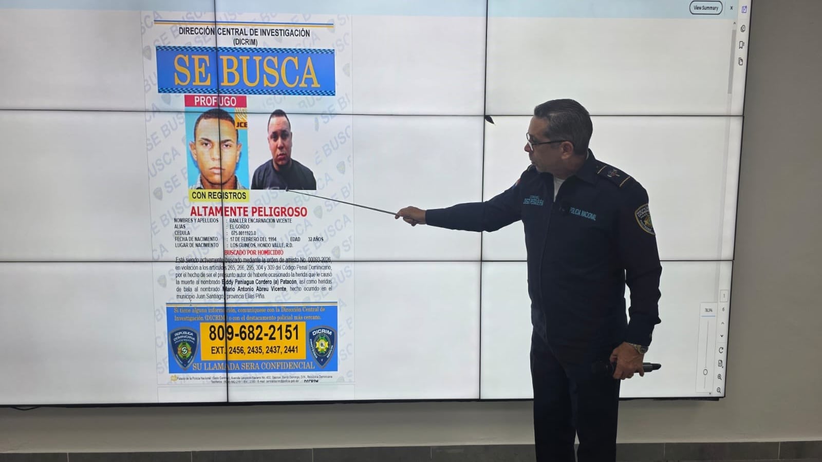 Encarnación Vicente, buscado desde su fuga del CCR, intimidaba comunidades y enfrentó a la Policía antes de ser abatido (Foto cortesía Policía Nacional)