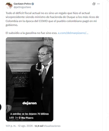 El expresidente Gustavo Petro se refirió al déficit fiscal - crédito @petrogustavo/X