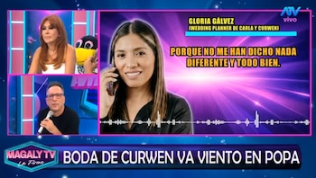 Wedding planner de Curwen ‘echa’ a la pareja: “La relación va bien donde yo sé” tras polémico ‘ampay’. Captura: Magaly TV La Firme.