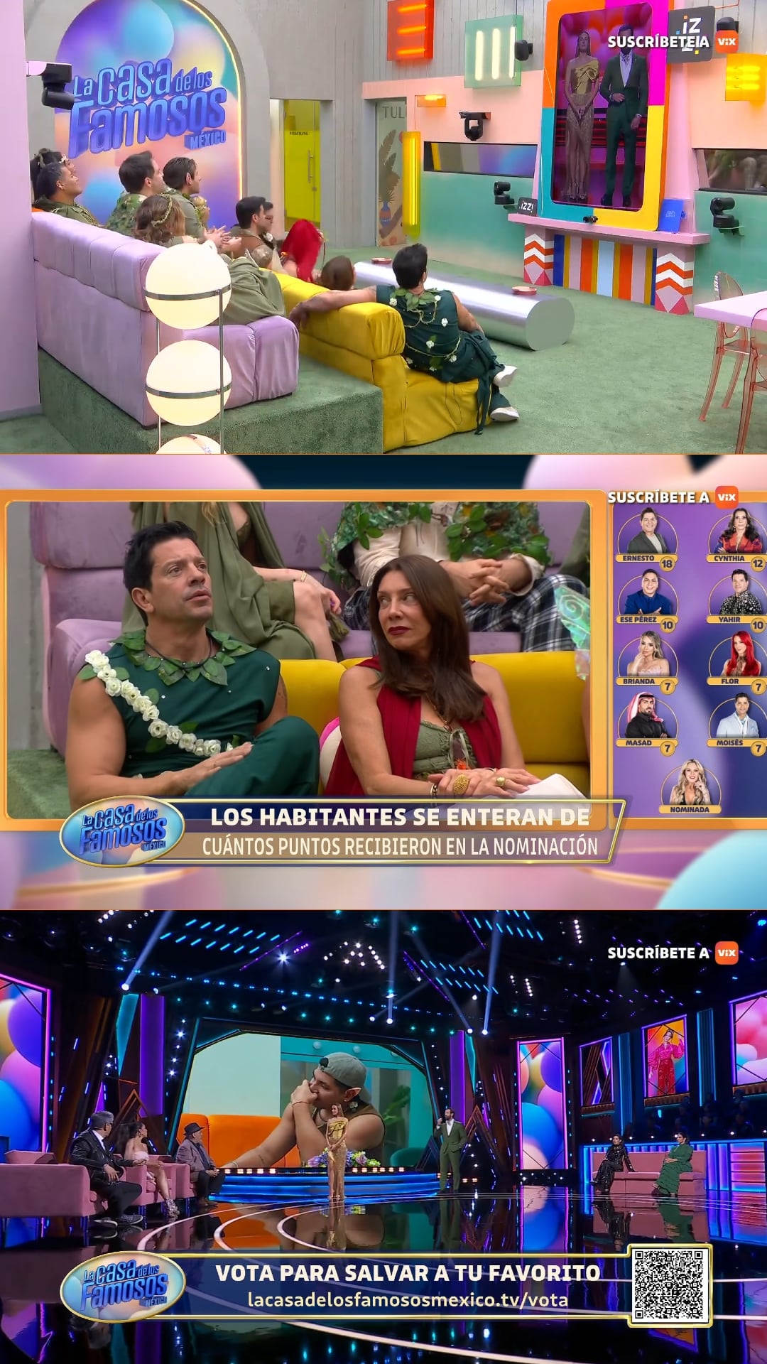 Yahir y Cynthia Klitbo escuchan los resultados de las nominaciones en el programa La Casa de los Famosos México. (YouTube)