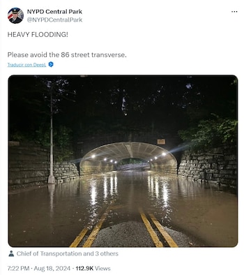 NYPD alertó sobre calles inundadas