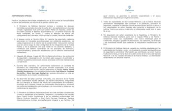 La cartera afirmó que el ataque puso en riesgo la vida de la población civil que reside cerca del batallón. - crédito Ministerio de Defensa