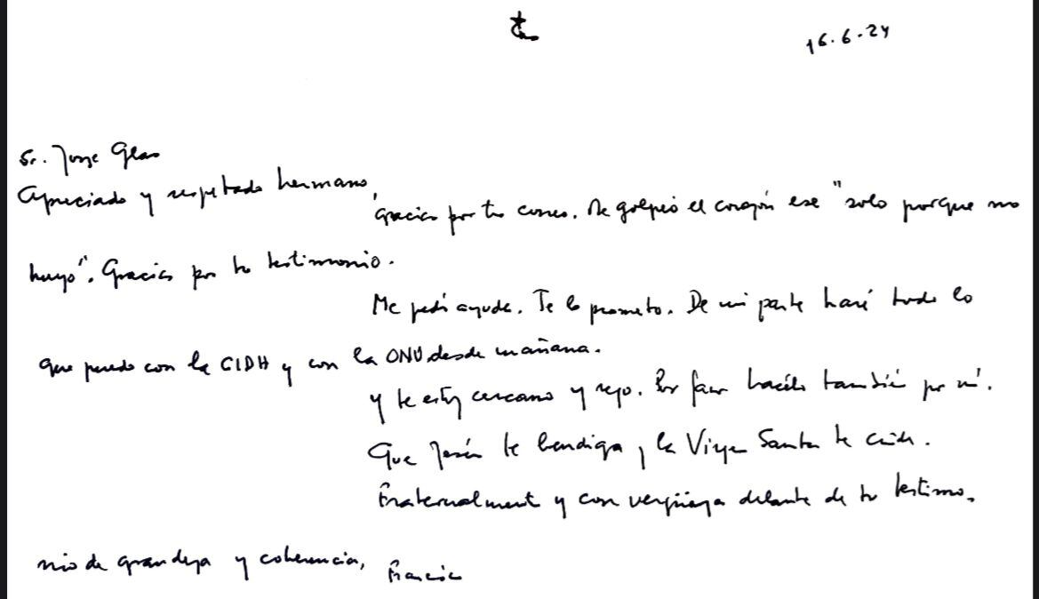 La carta del Papa Francisco a Jorge Glas, ex vicepresidente de Ecuador