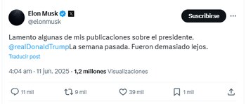 Elon Musk lamentó algunas de