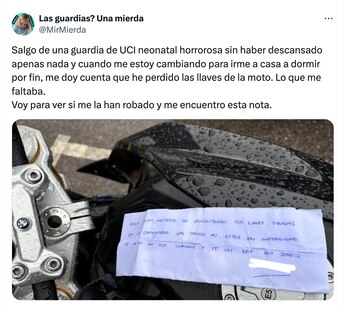 Virales- Perdió las llaves de su moto y cuando fue a chequear si la habían robado encontró una nota que lo sorprendió: "Aún queda gente buena por ahí"