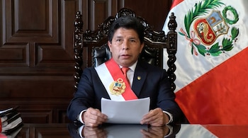 Pedro Castillo en su último mensaje a la Nación, donde intentó dar un golpe de Estado.