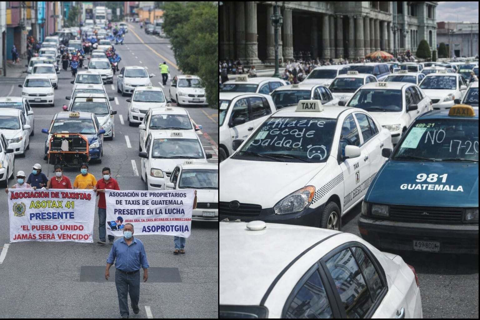 Taxistas de Guatemala protestan nuevamente por el aumento de combustibles