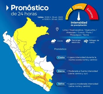 Pronóstico de 24 horas. (Foto: