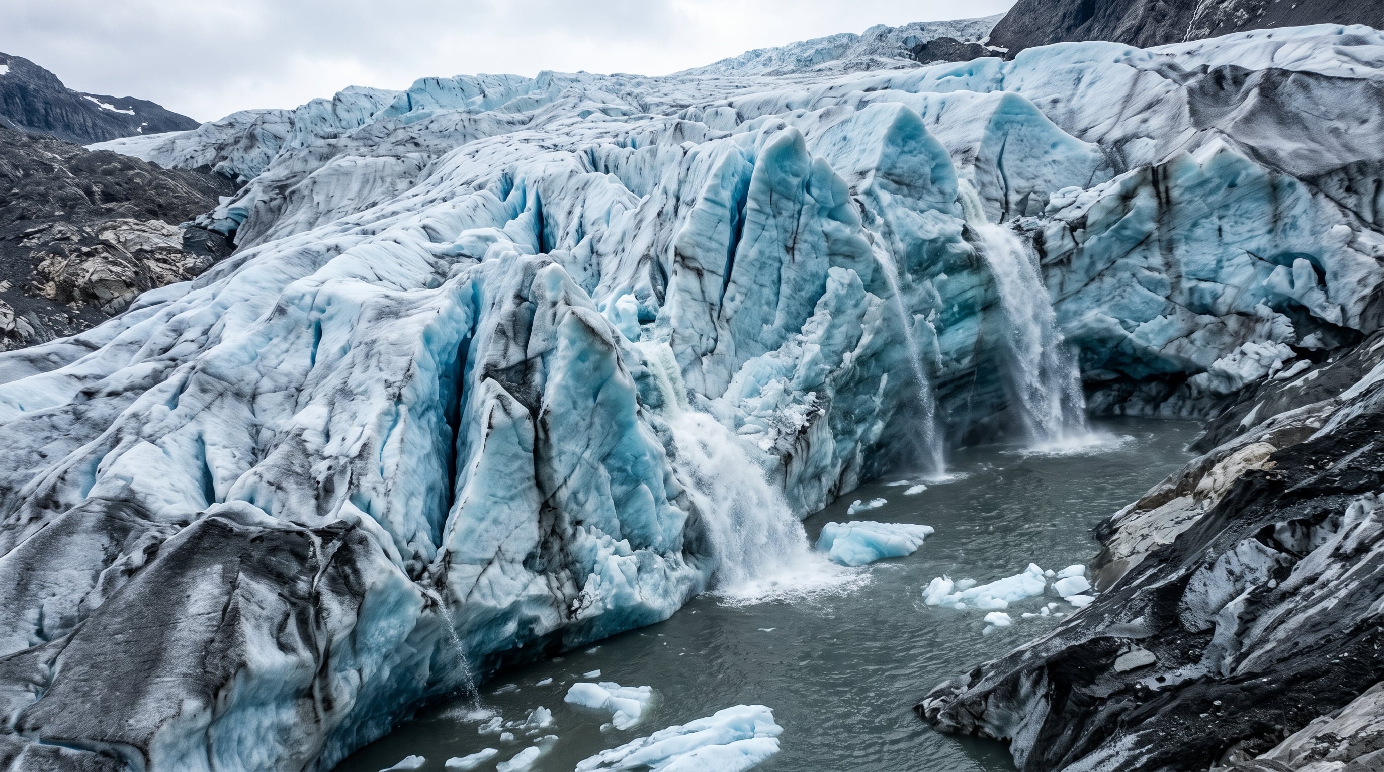 El contacto con el agua lacustre reduce la fricción en el lecho y promueve el desprendimiento de bloques de hielo en el frente terminal - (Imagen Ilustrativa Infobae)