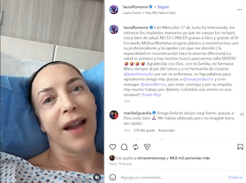 Primer plano del rostro de Laura Flores recostada en una cama de hospital, vistiendo bata médica azul con blanco y con la cabeza sobre una almohada azul