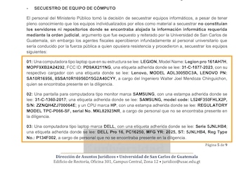 La Universidad de San Carlos de Guatemala impulsó recursos legales para anular los allanamientos del Ministerio Público en su sede central.