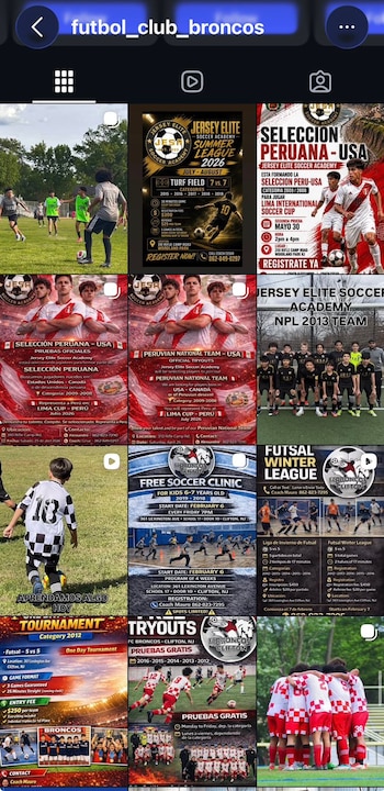 La cuenta de Instagram que promocionaba las pruebas de selección que denuncia la federación. Crédito: Captura Instagram.