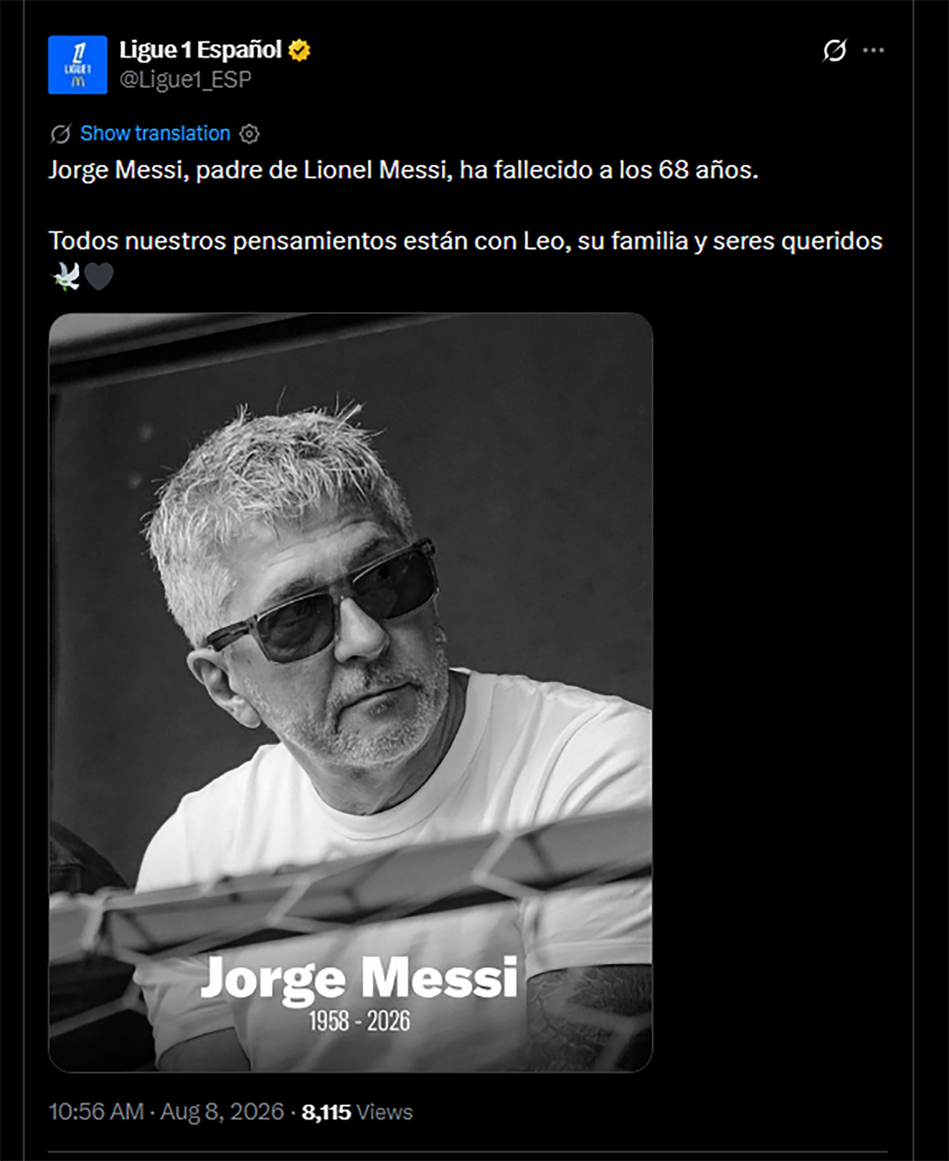 Mensajes por el fallecimiento de Jorge Messi