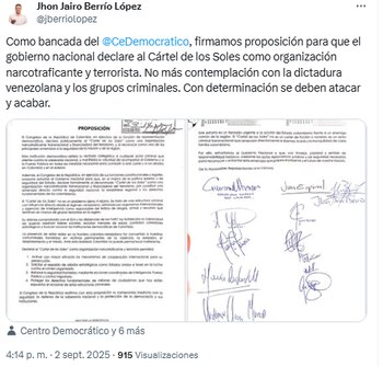 Berrio compartió el documento -