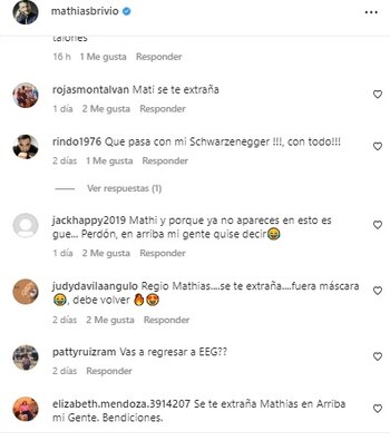 Seguidores de Mathias Brivio piden su regreso a EEG y AMG. Instagram