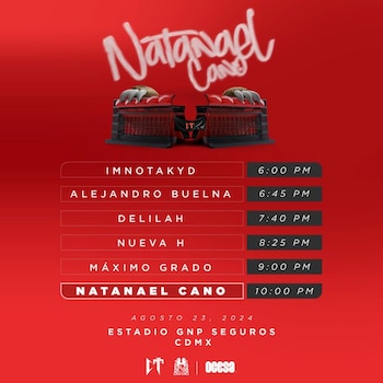 Horarios del concierto de Natanael