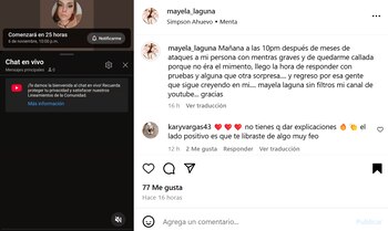 Mayela Laguna anunció una transmisión