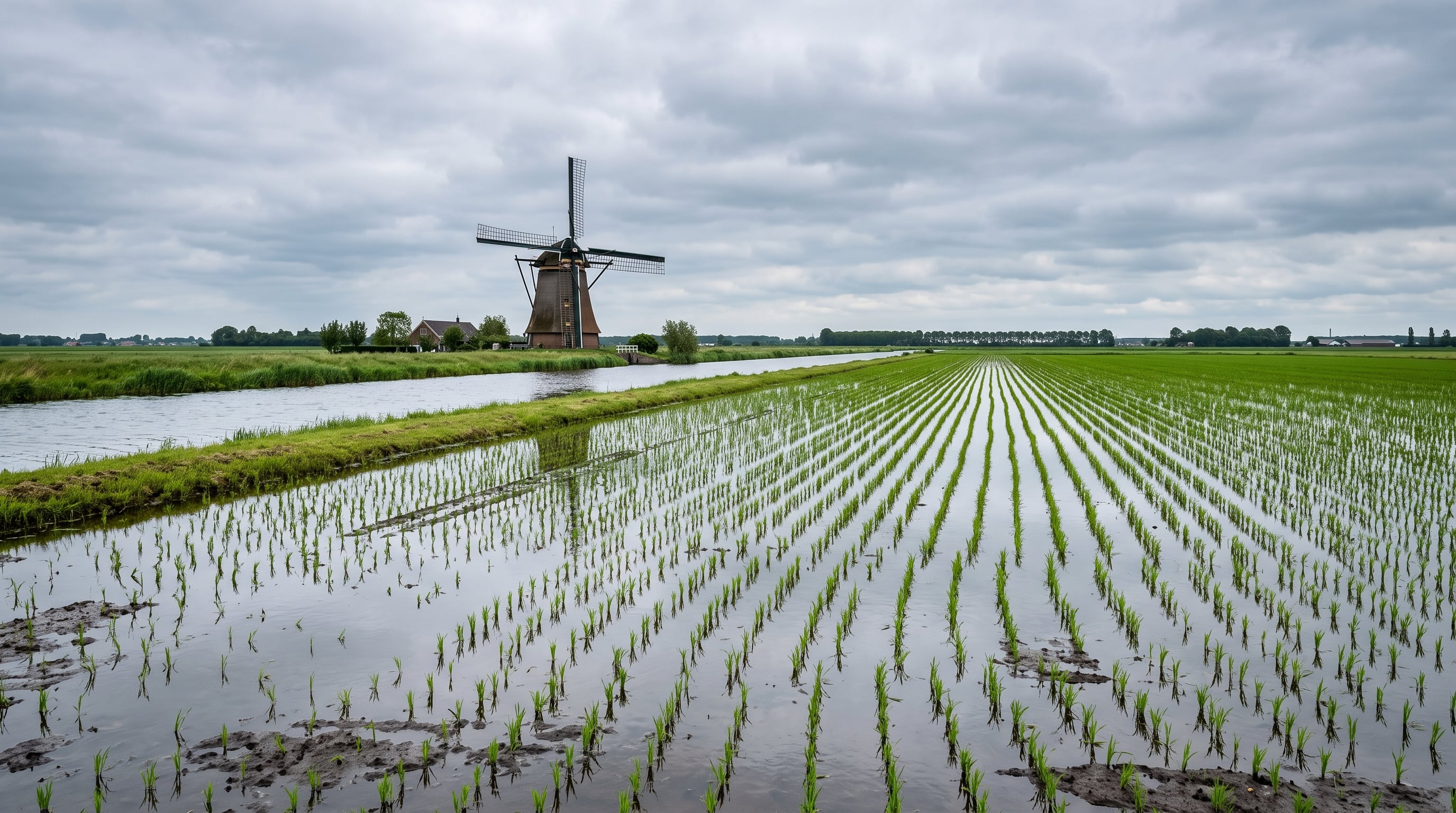 Países Bajos logra una histórica cosecha de arroz en terrenos pantanosos