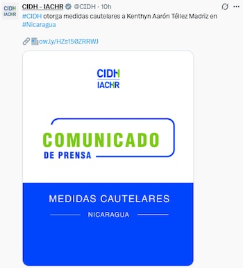 La CIDH requirió al régimen de Daniel Ortega y Rosario Murillo la precisión del sitio oficial de reclusión del beneficiario. (Cortesía: Comisión Interamericana de DDHH )