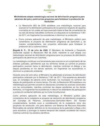 Ministerio de Ambiente - crédito Ministerio de Ambiente