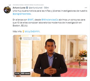 Ministro Arturo Luna anunció programa para niñas STEM.