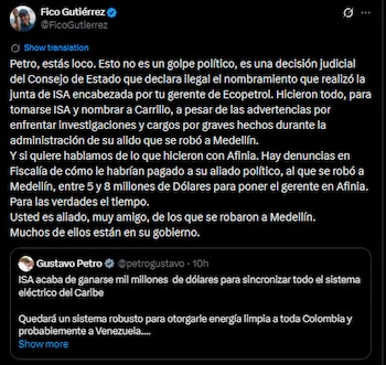 Federico Gutiérrez le respondió a