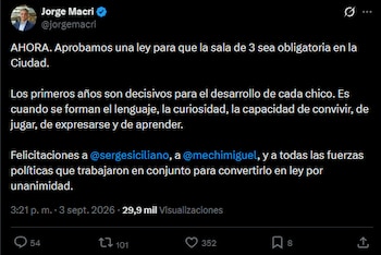 Jorge Macri - Obligatoridad de sala de 3