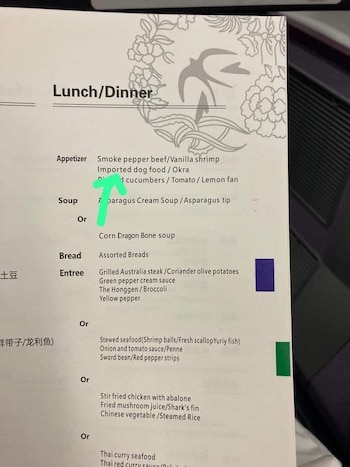 La foto del menú que