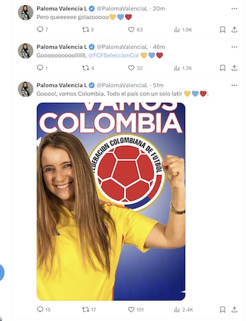 Paloma Valencia celebró las anotaciones de la selección - crédito @PalomaValenciaL/X