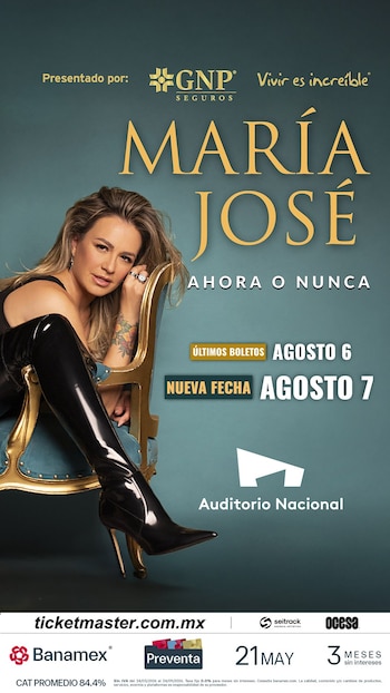 La preventa de boletos Banamex para el concierto de María José comenzará el 21 de mayo a las 11:00 horas (Ocesa)
