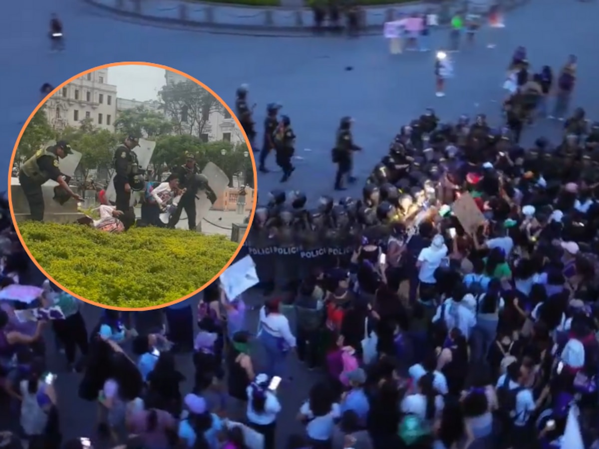 Violencia y detenciones en el 8M: PNP reprime con gas pimienta y golpes a manifestantes en la Plaza San Martín - Infobae