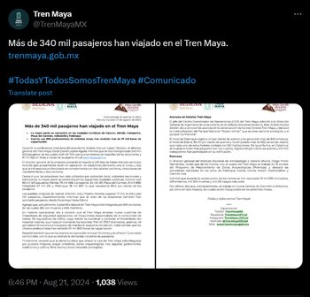 Foto: X: @TrenMayaMX