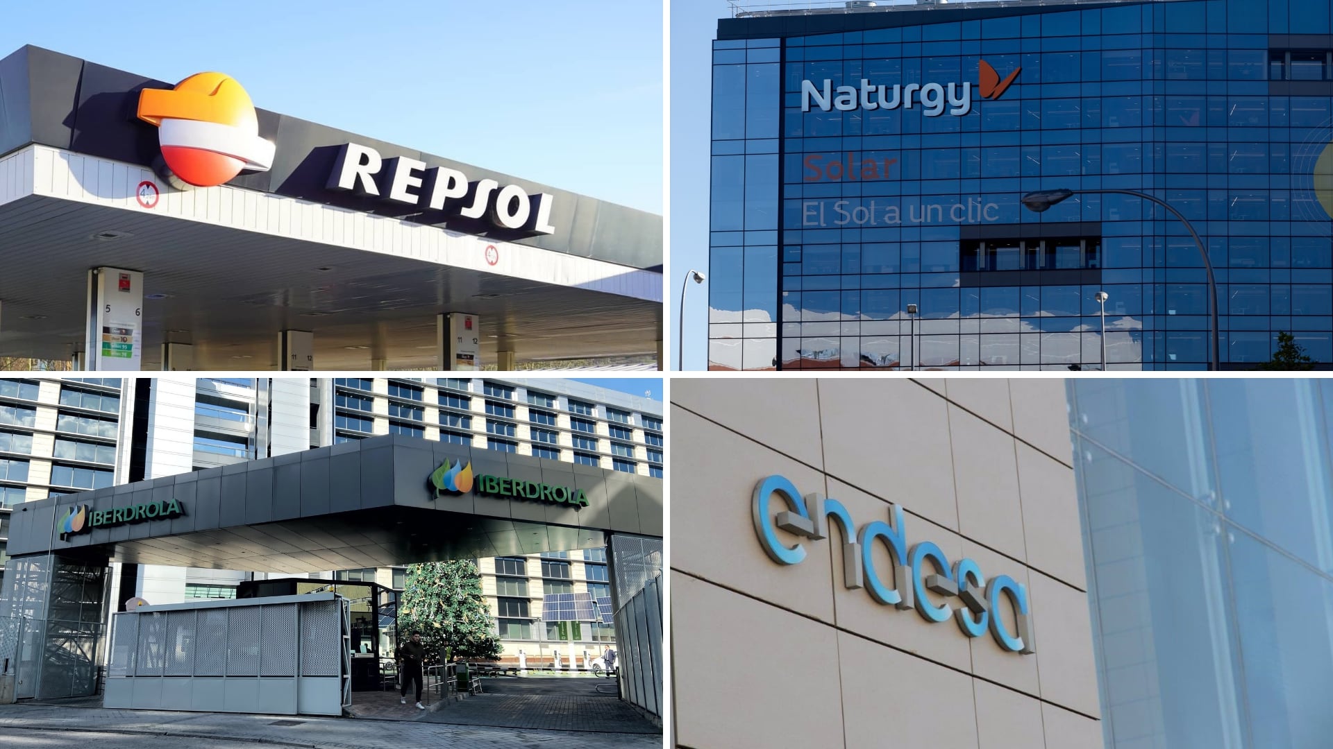 Montaje con los logos de las cuatro principales energéticas. (Montaje Infobae)