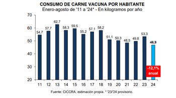 El consumo aparente de carne