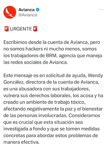 Tuit denuncia agencia Avianca