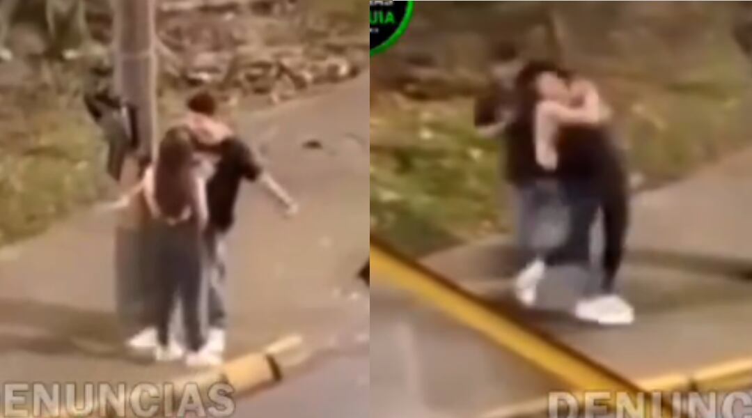 Motociclistas impidieron agresión a una mujer en un parque de Envigado: hombre fue reducido a golpes