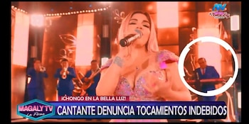 Naldy Saldaña, excantante de La Bella Luz acusa a director musical de besarla a la fuerza: caso ya está en Fiscalía. Captura: Magaly TV La Firme.