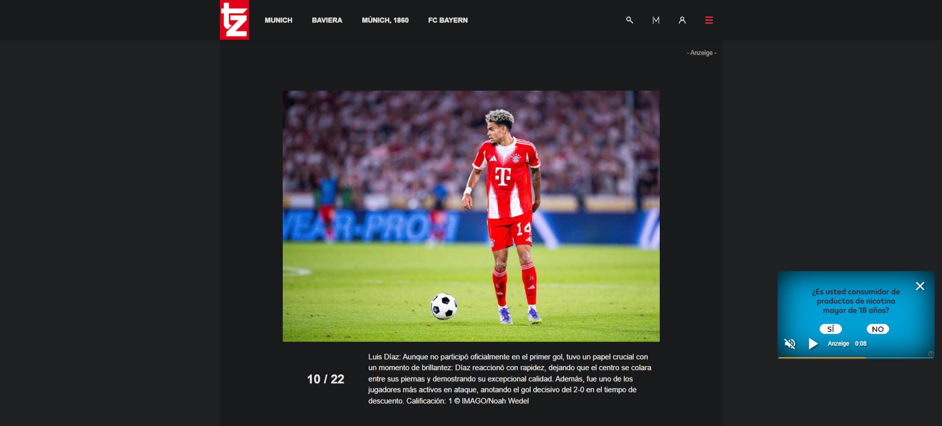 Otro de los portales más destacados en la región de Baviera (Alemania) destacó la rapidez del colombiano-crédito TZ Sports