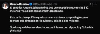 Camilo Romero reaccionó en redes