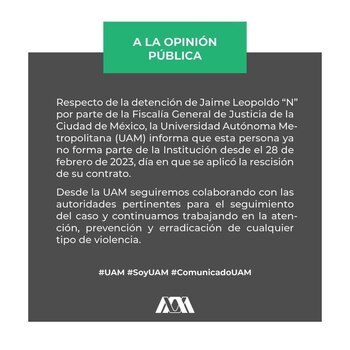 La UAM informó que al