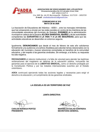 Comunicado de la Adea - crédito Adea
