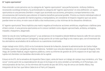 Esto dice la columna que replicó Gustavo Petro en sus redes sociales - crédito El Unicornio/sitio web