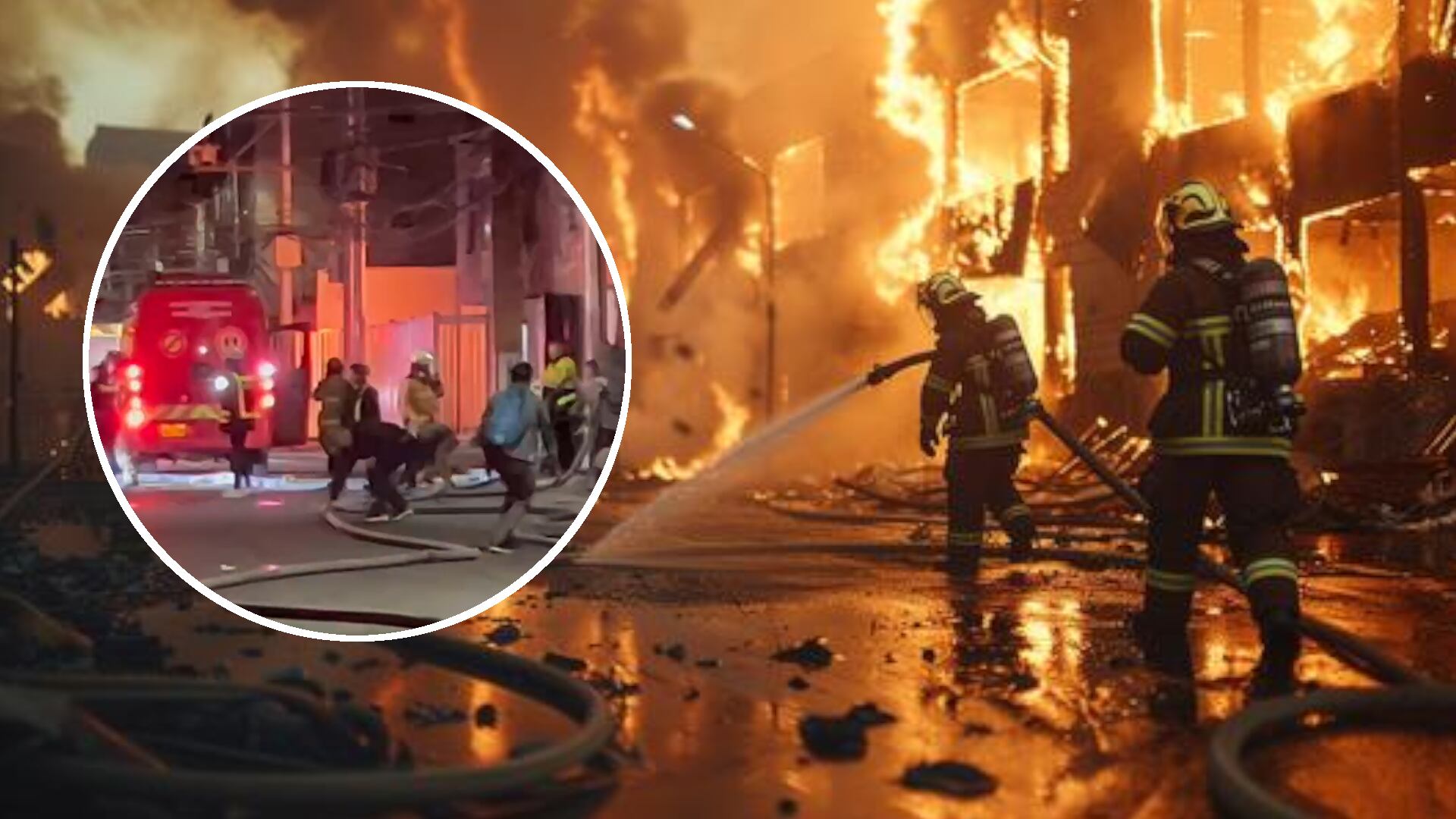 En el barrio La Florida se reportó un incendio de gran magnitud en una bodega durante la medianoche del sábado 7 de septiembre. (Crédito: Infobae / Alex Sierra)