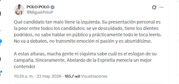 Miguel Polo Polo criticó la apariencia de Iván Cepeda - crédito @MiguelPoloP/X