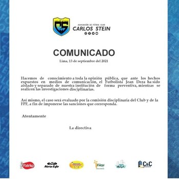 Comunicado de Carlos Stein anunciando