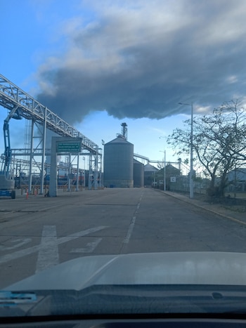 Columna de humo del incendio