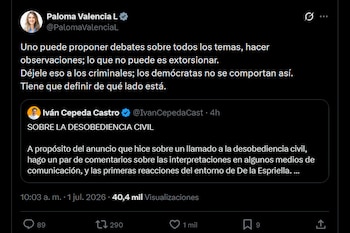 Paloma Valencia pidió a Iván Cepeda que ejerza la oposición dentro de los límites legales y con el comportamiento de un demócrata - crédito X
