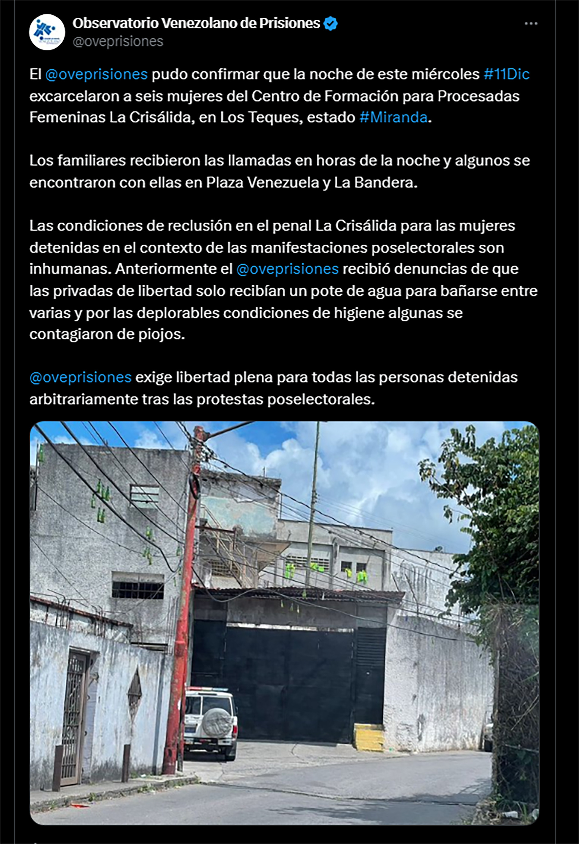 El régimen de Maduro liberó a a seis mujeres detenidas tras las elecciones presidenciales
