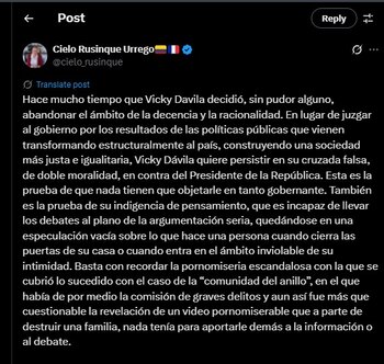 Cielo Rusinque arremetió en contra